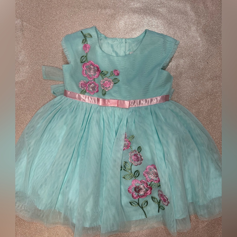 Jona Michelle Blue Tule Embroidered Dress 2T